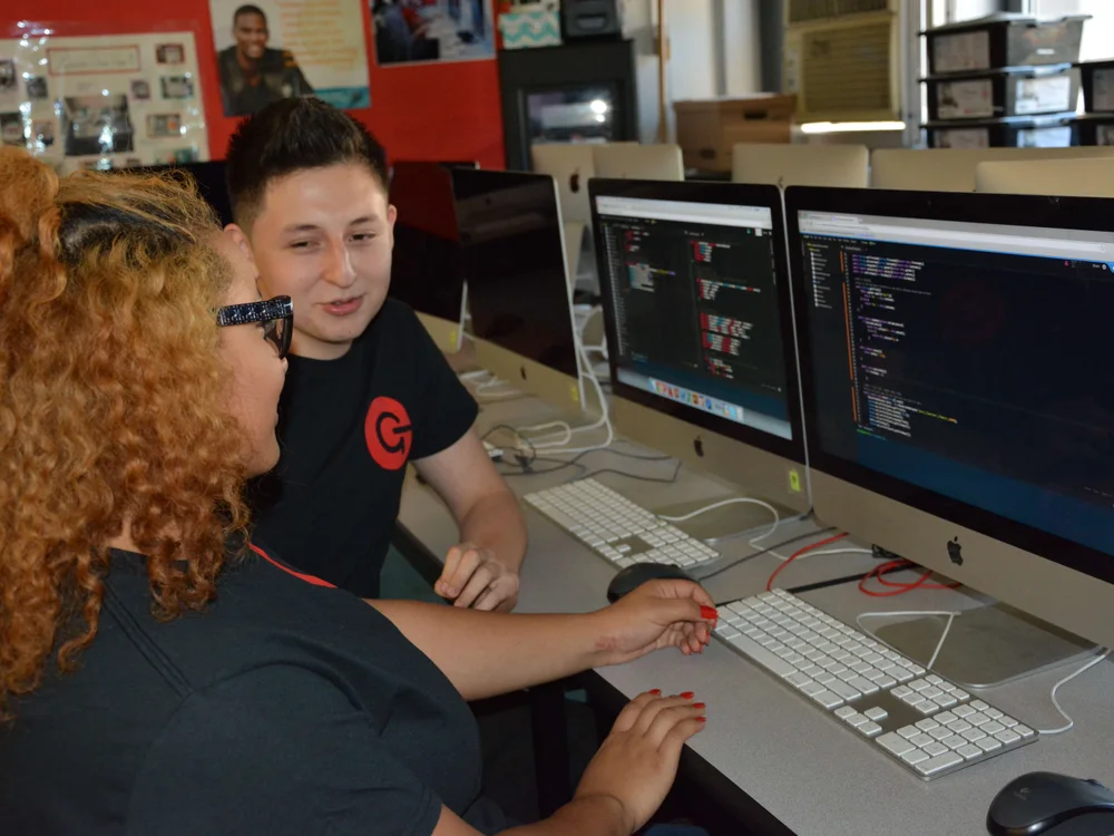Gateway students working together at computers